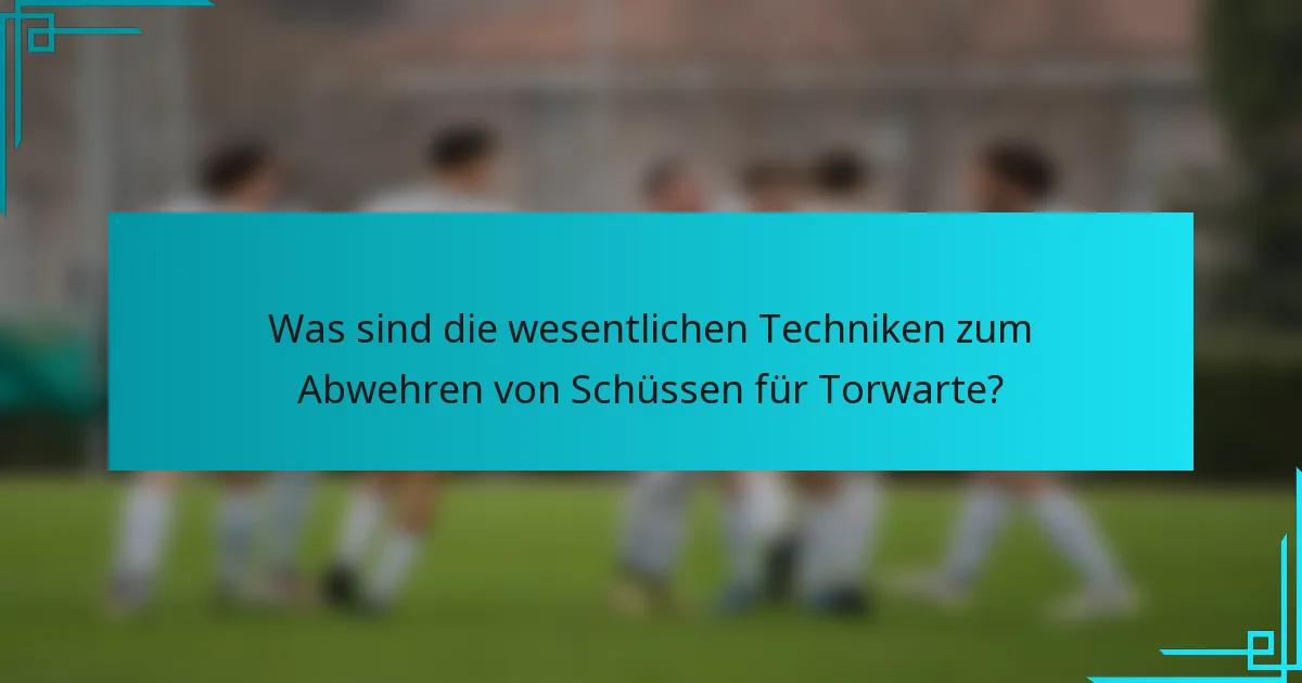 Was sind die wesentlichen Techniken zum Abwehren von Schüssen für Torwarte?